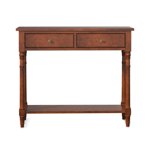 35 Inches Retro Solid Wood Console Table, Cherry