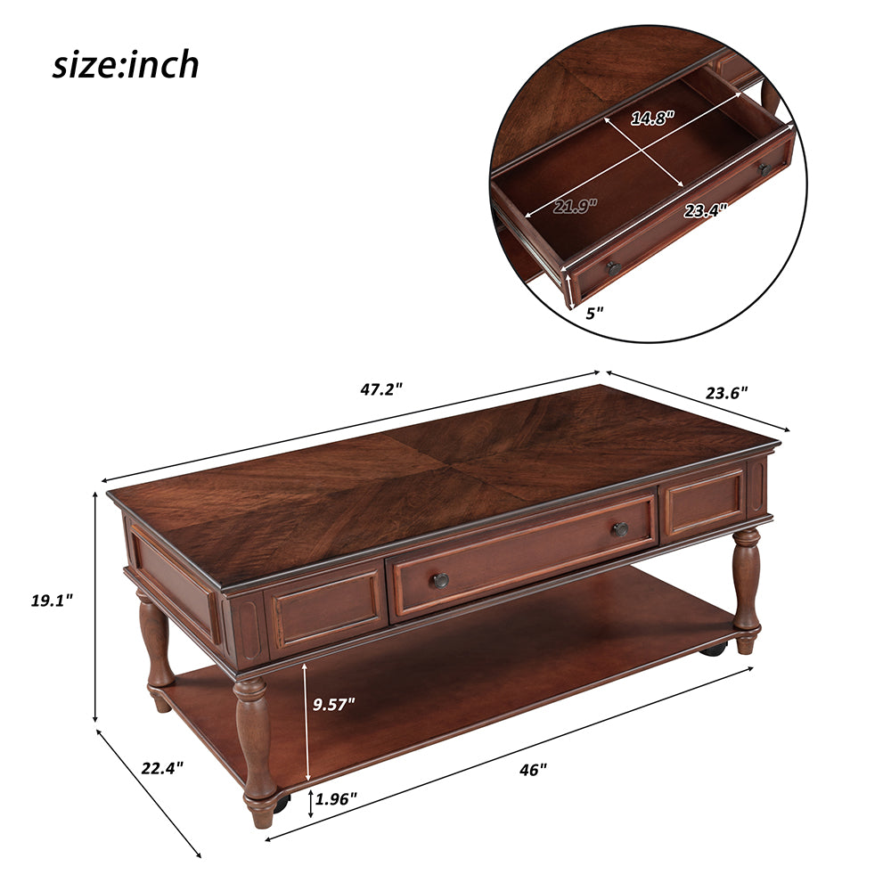 Retro Coffee Table with Drawer and Shelf