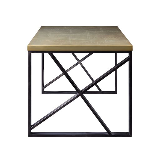 Metal X Shape Writing Desk, Gold Aluminum