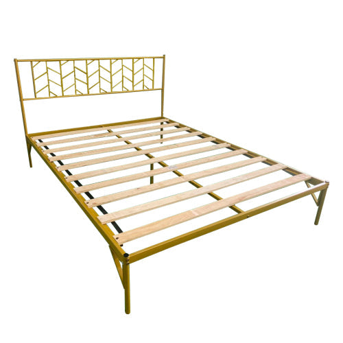 Vintage Look Queen Metal Bed Frame, Yellow