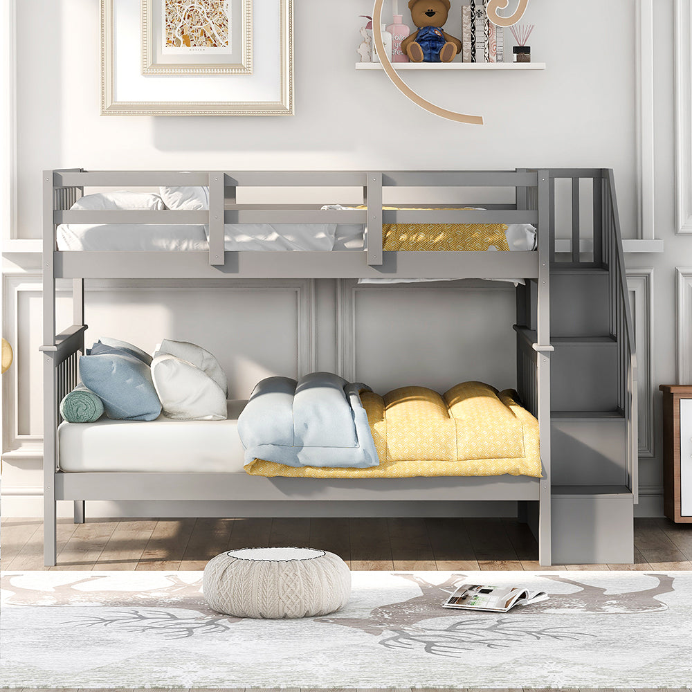 Twin-Over-Twin Bunk Bed with Storage Stairway