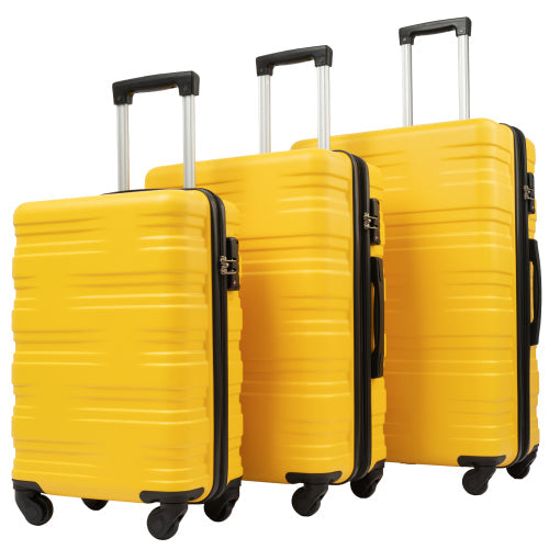 20''24''28'' Hardshell Luggage Sets 3 Pcs Spinner Suitcase, Yellow