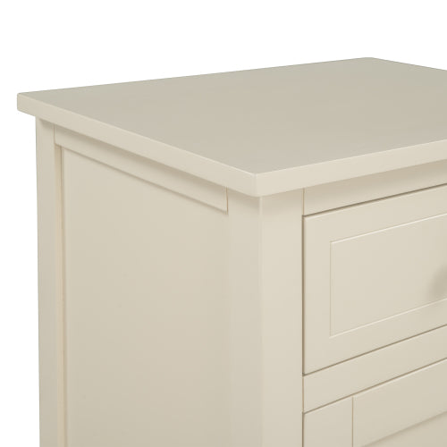 Solid Wood End Table, with Cabinet and Drawer, Beige