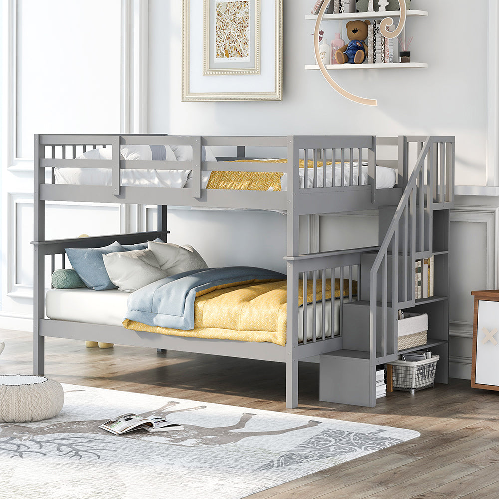 Twin-Over-Twin Bunk Bed with Storage Stairway