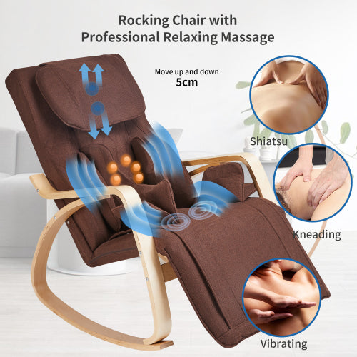 Full Massage Recliner Relax Rocking Chair, Brown