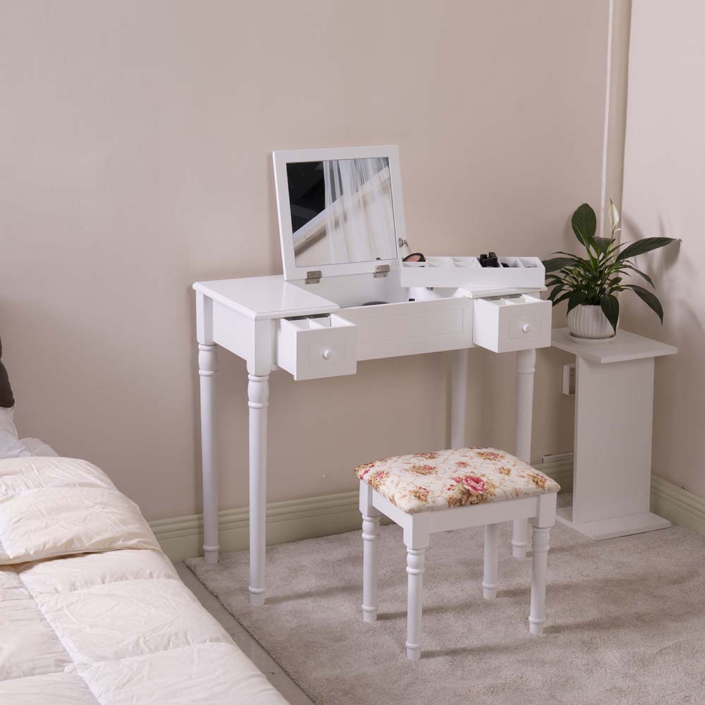 Vanity Table with Flip-top Mirror