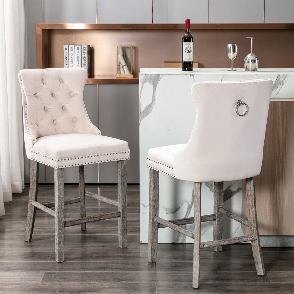 Velvet Upholstered Barstools Dining Chairs