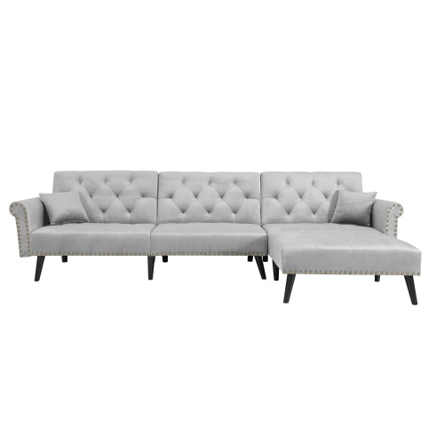 Convertible Sofa Bed Velvet Sleeper, Light Gray