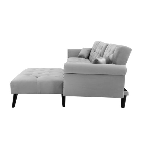 Convertible Sofa Bed Velvet Sleeper, Light Gray