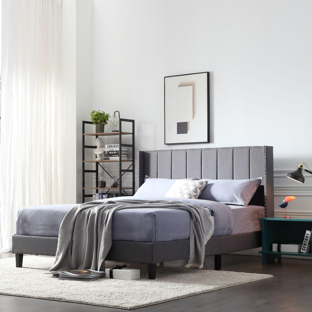 Queen Size Platform Beds Frame with Headboard