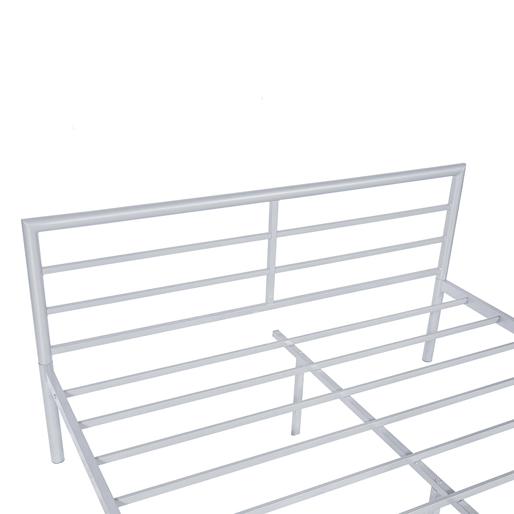 Twin Over Full Metal Bunk Bed with Desk, Metallic Silver