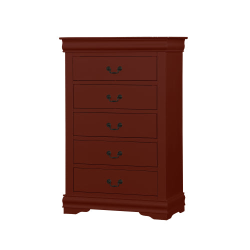 Traditional 5 Drawer Chest Storage Cabinets, Cherry