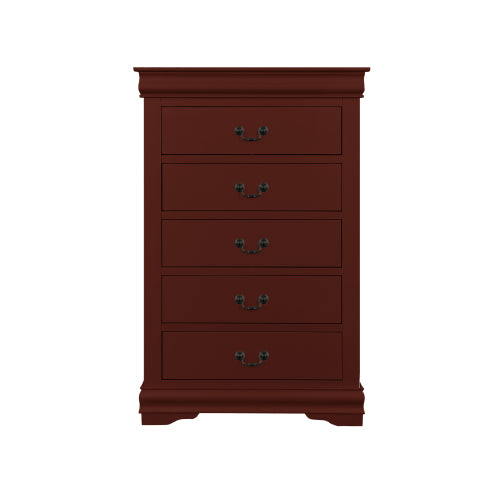 Traditional 5 Drawer Chest Storage Cabinets, Cherry