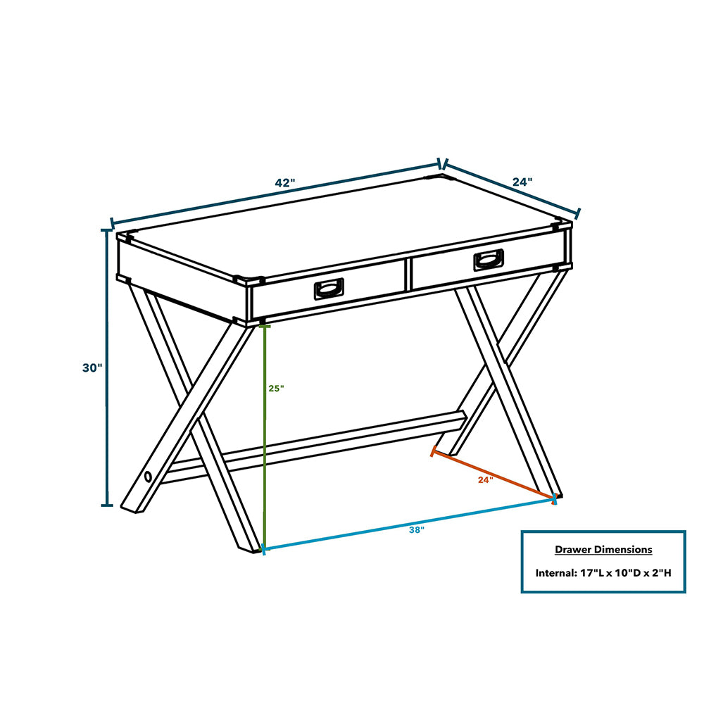 Wood Writing Desk with Shelves