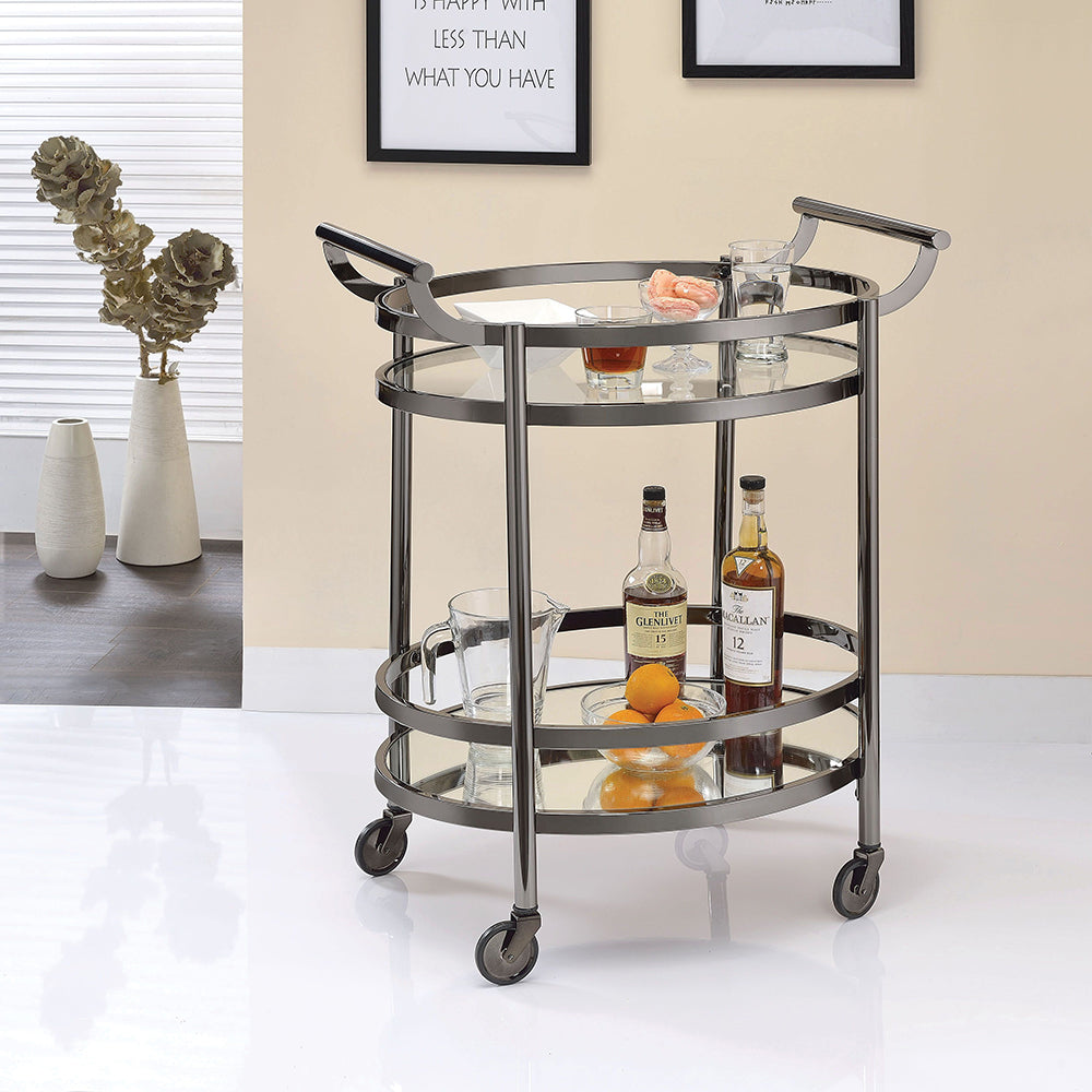 Dining Glass Serving Cart, Black Nickel