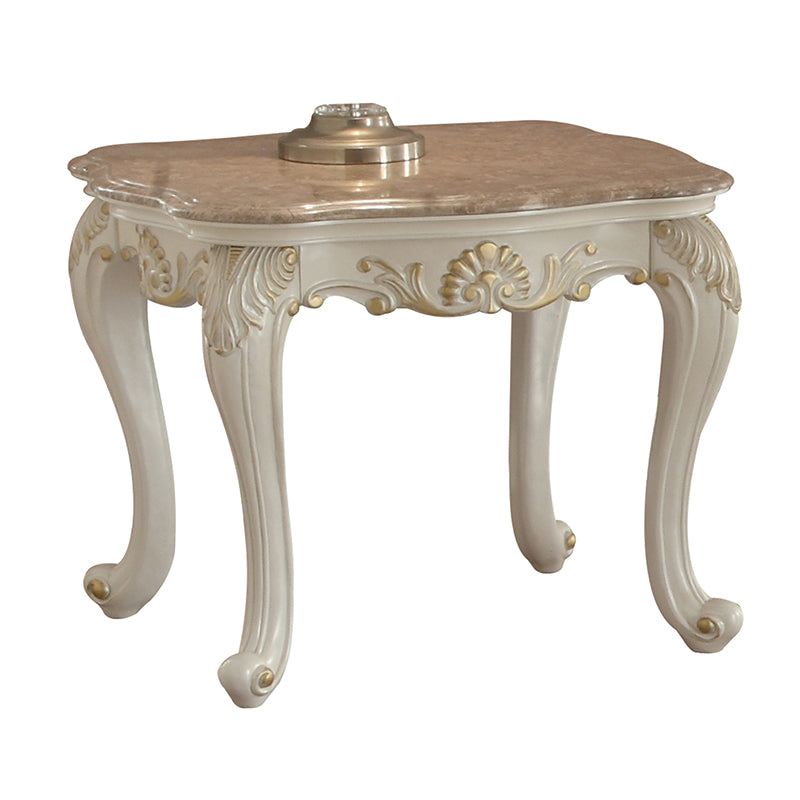 End Table in Marble & Pearl