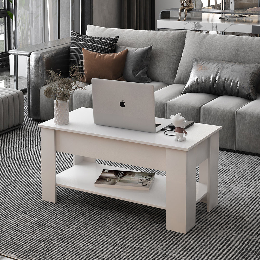 Lift Top Coffee Table with Hidden Compartment and Storage ShelF