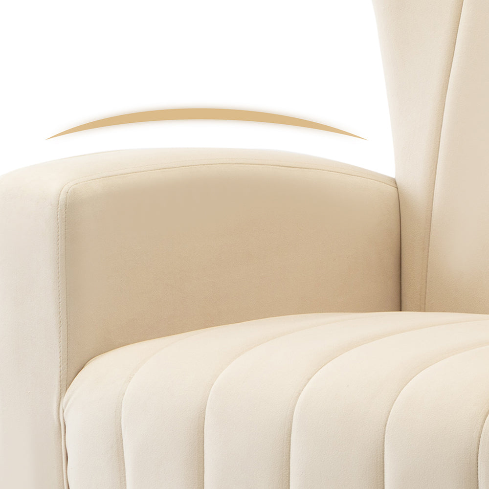 Velvet Accent Chair with Wingback and Gold Legs