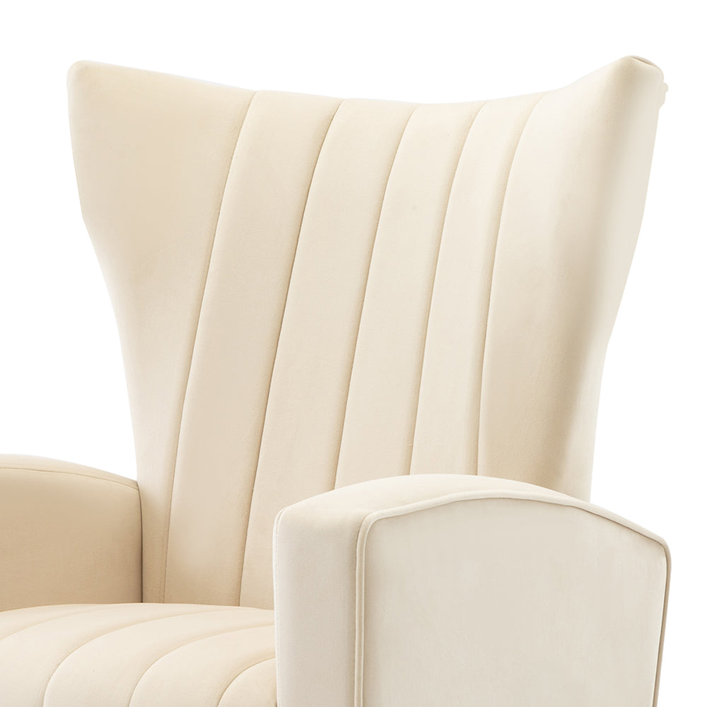 Velvet Accent Chair with Wingback and Gold Legs