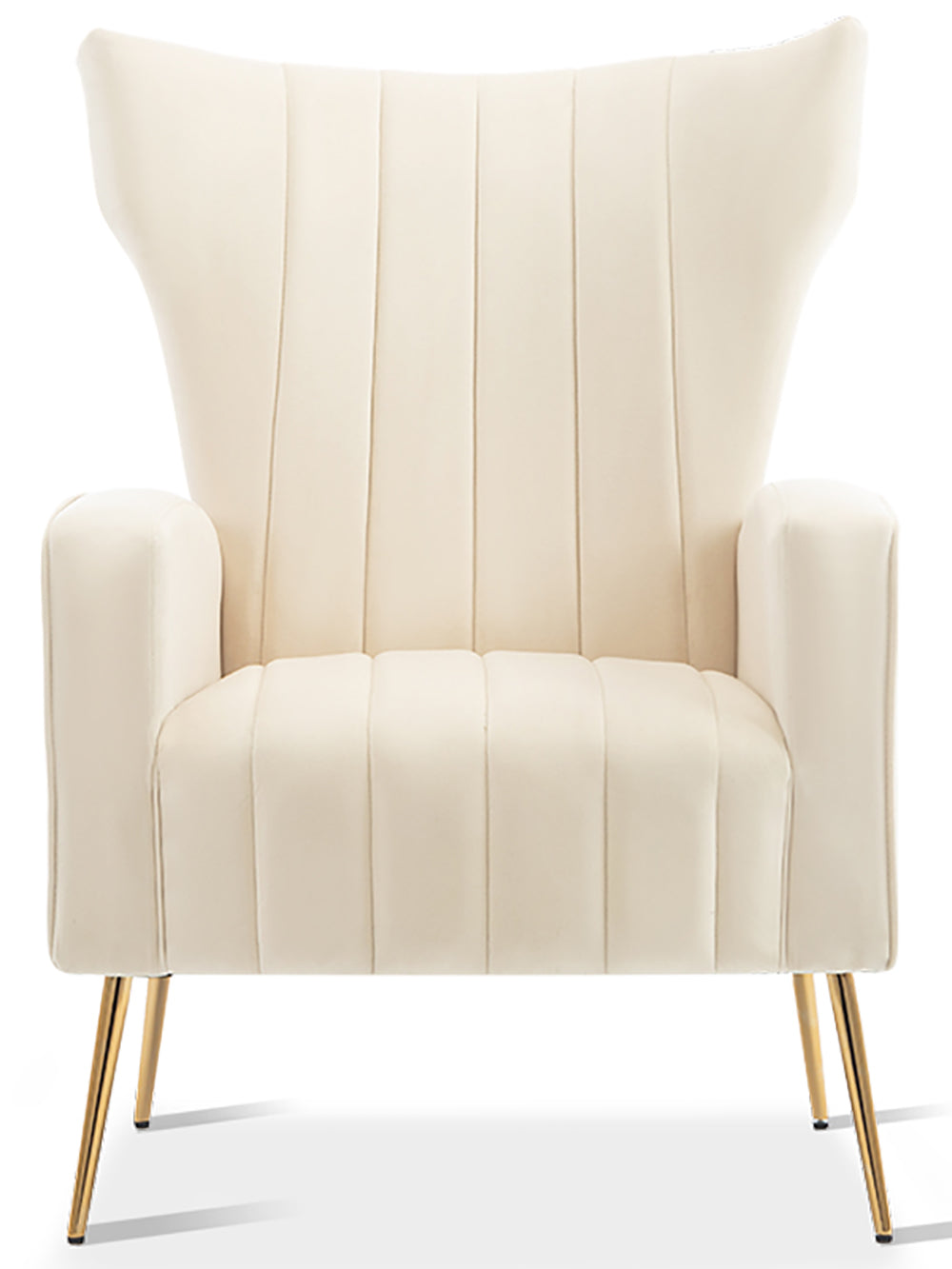 Velvet Accent Chair with Wingback and Gold Legs