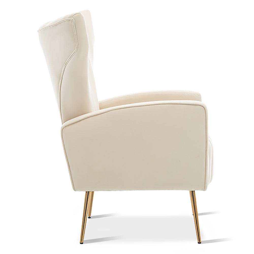 Velvet Accent Chair with Wingback and Gold Legs