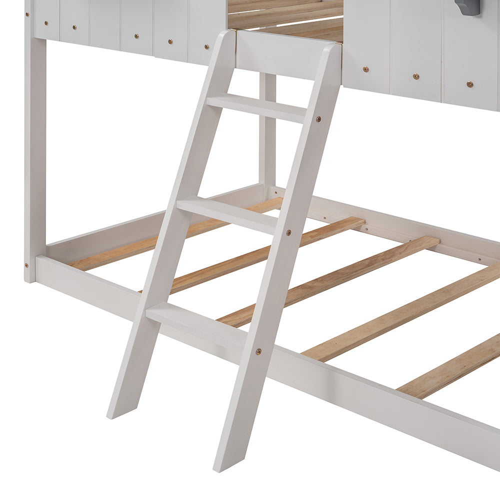 Twin Over Twin Bunk Bed with Roof