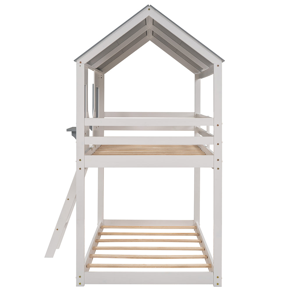 Twin Over Twin Bunk Bed with Roof