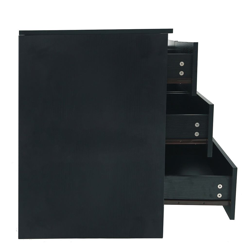 6 Drawer Night Stands Chest Cabinet in Black Woodgrain