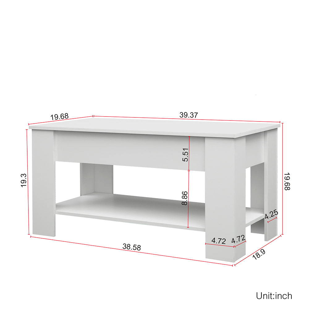 Lift Top Coffee Table with Hidden Compartment and Storage ShelF