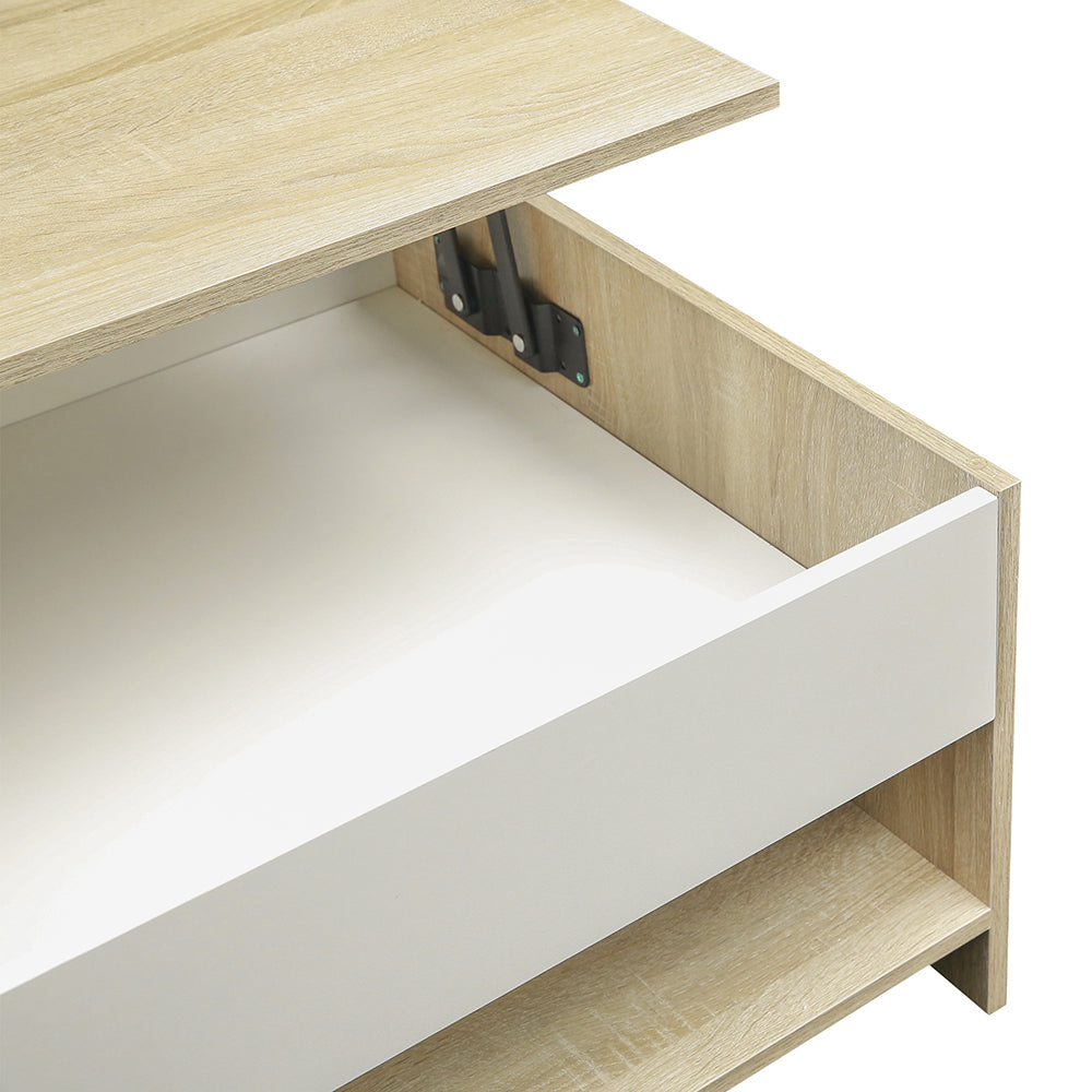 Lift Top Coffee Table with Hidden Compartment and Storage Shelves