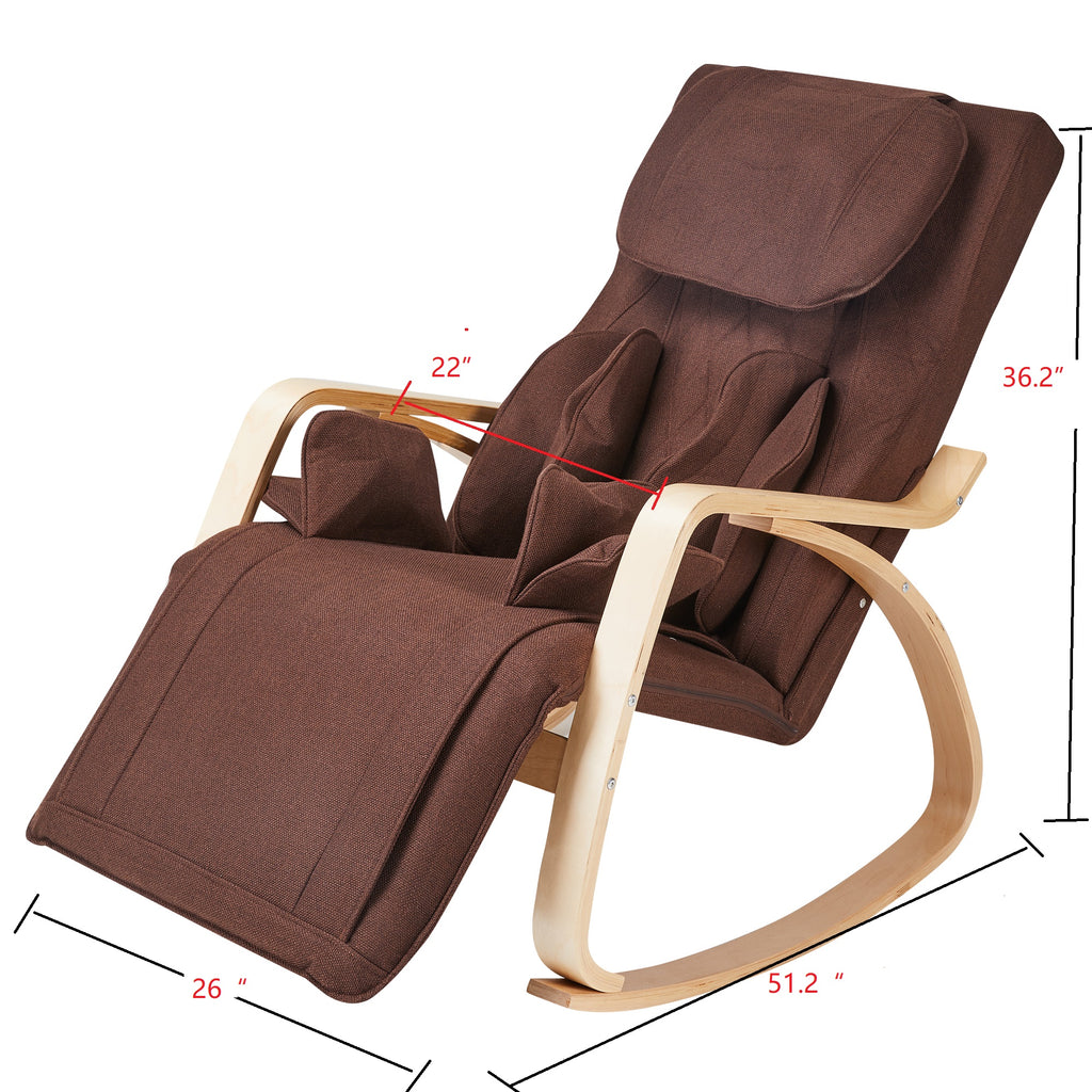 Full Massage Recliner Relax Rocking Chair, Brown