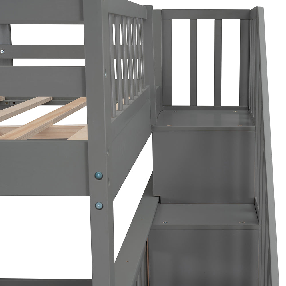 Twin-Over-Twin Bunk Bed with Storage Stairway