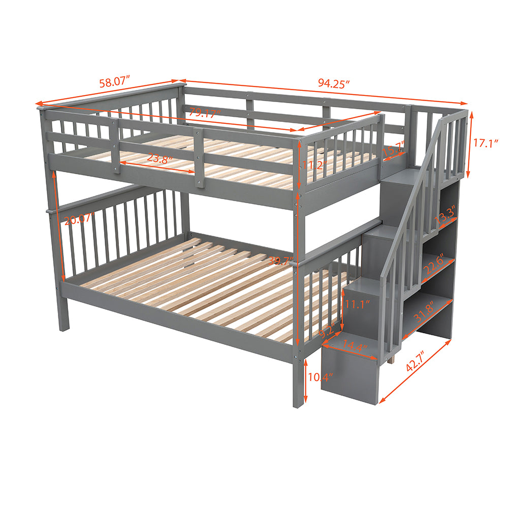 Twin-Over-Twin Bunk Bed with Storage Stairway