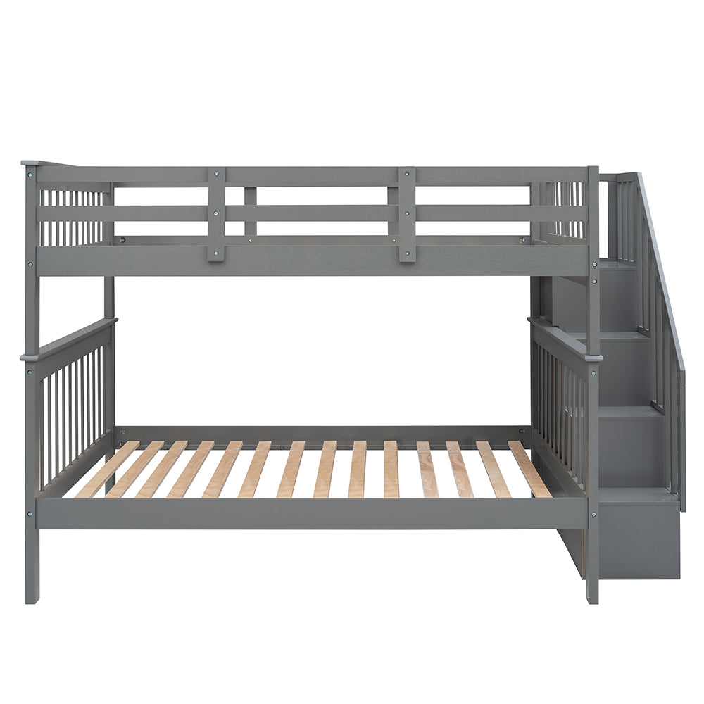 Twin-Over-Twin Bunk Bed with Storage Stairway