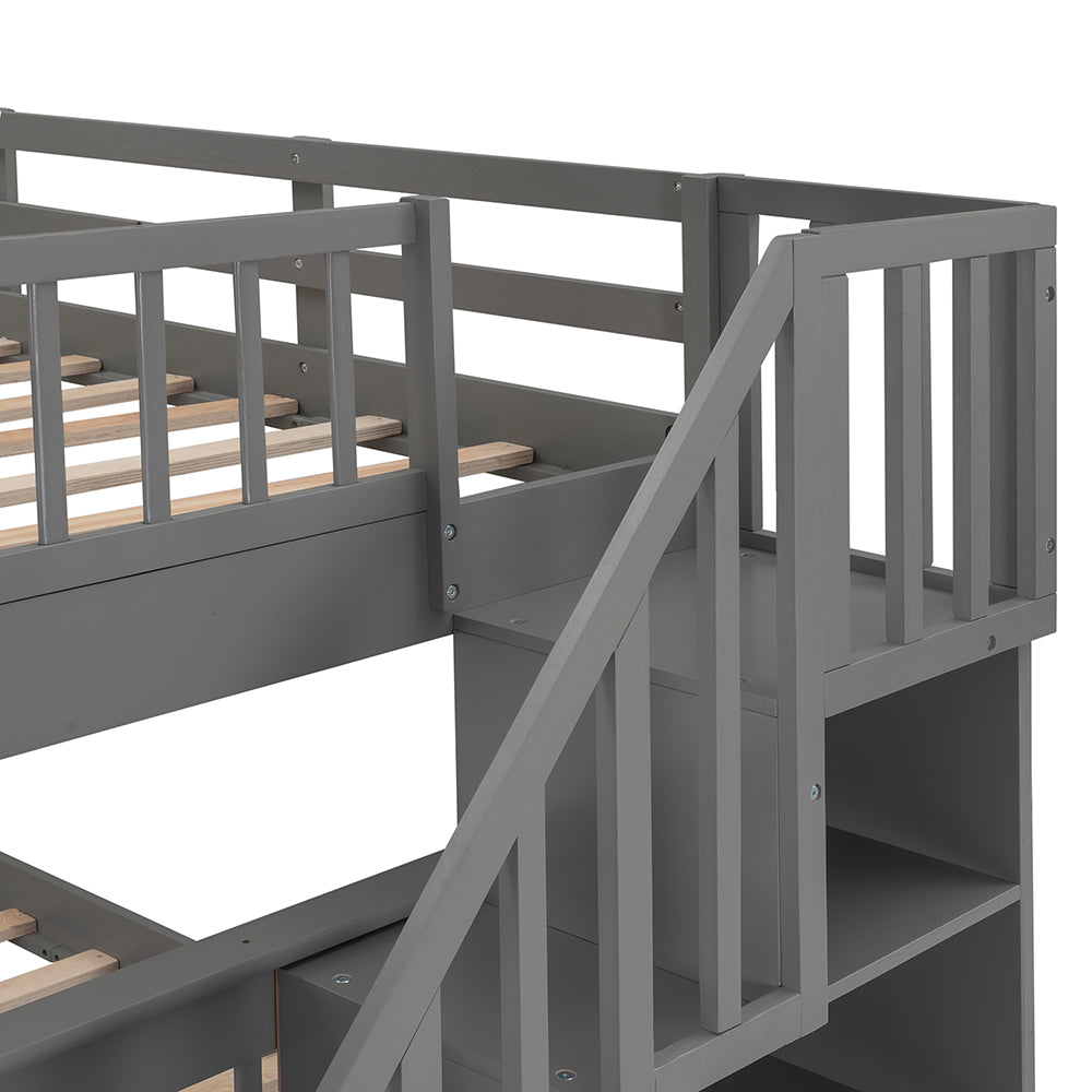 Twin-Over-Twin Bunk Bed with Storage Stairway