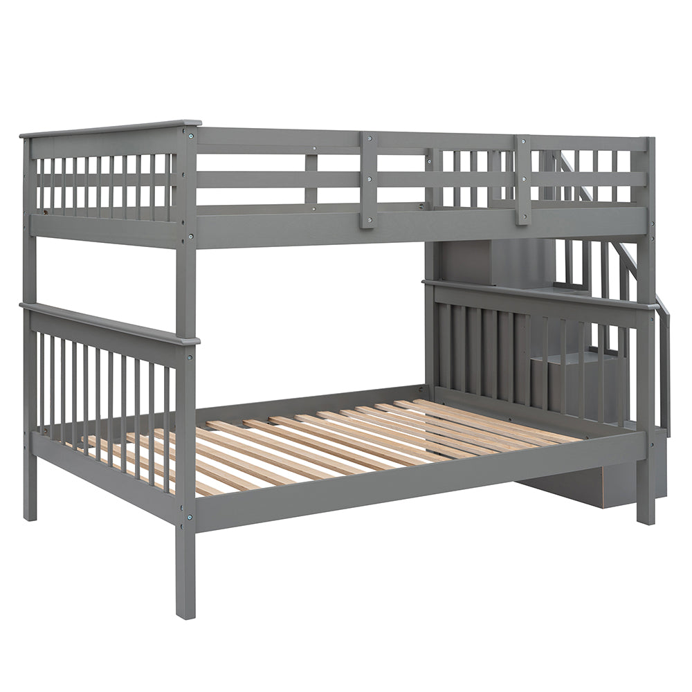 Twin-Over-Twin Bunk Bed with Storage Stairway