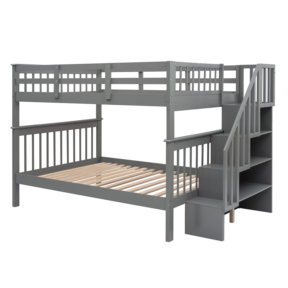 Twin-Over-Twin Bunk Bed with Storage Stairway