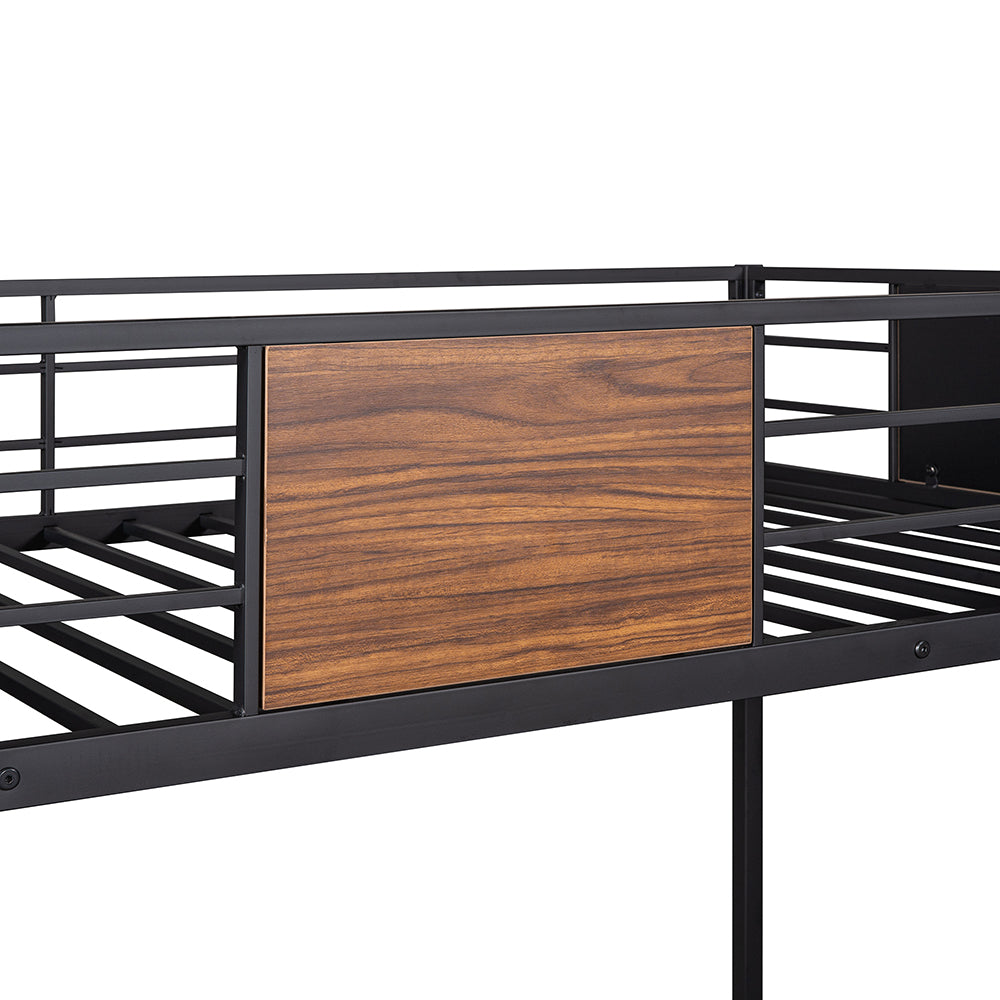 Twin-over-full Metal Bunk Bed Frame with Safety Rail