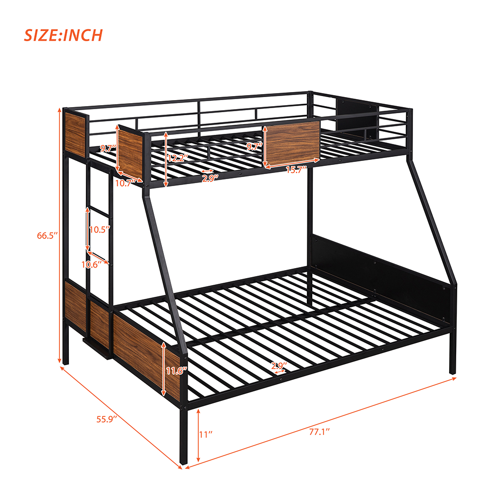 Twin-over-full Metal Bunk Bed Frame