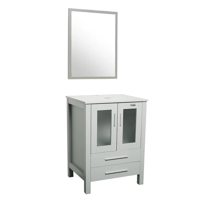 Bathroom Vanity Cabinet with Mirror, Gray