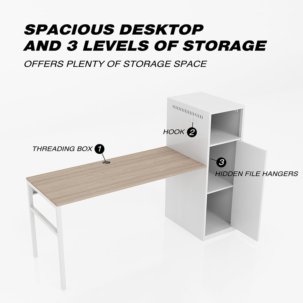 Metal Storage File Cabinet with Desk