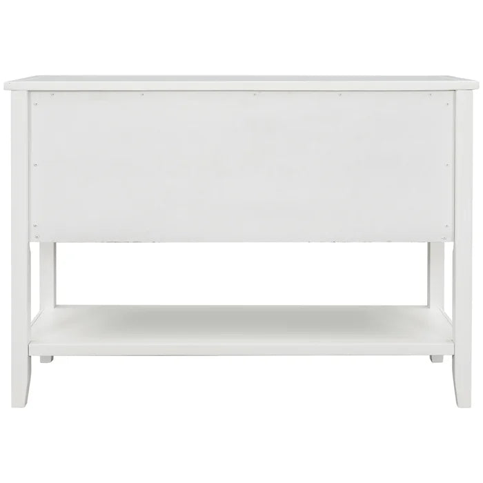 46" Sideboard Console Table with Drawers and Bottom Shelf (White)