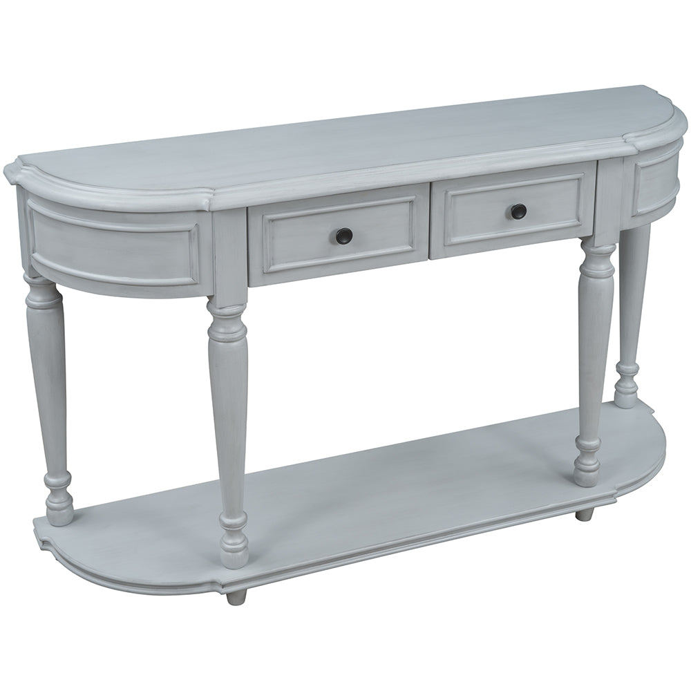 Curved Console Table with Drawers and Shelf