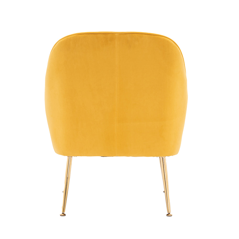 Modern Soft Velvet Upholstered Chair, Yellow