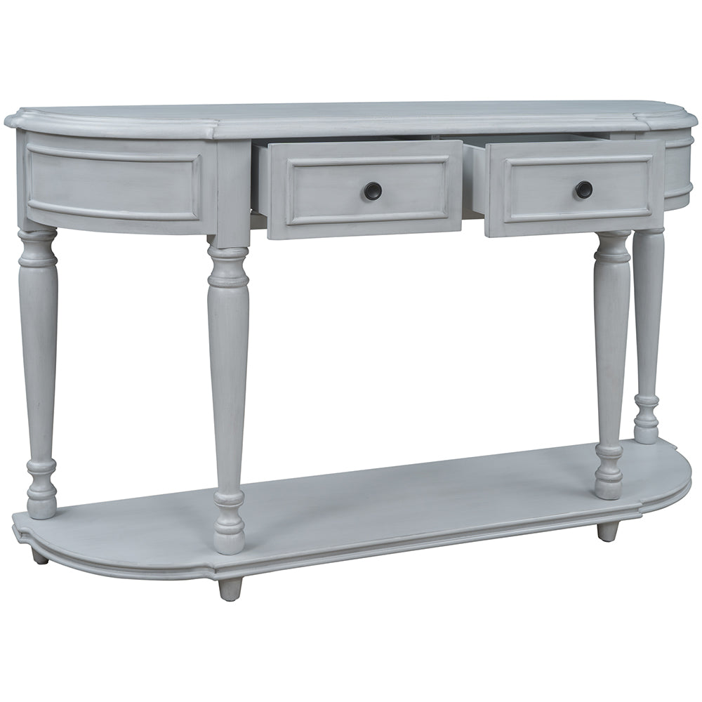 Curved Console Table with Drawers and Shelf