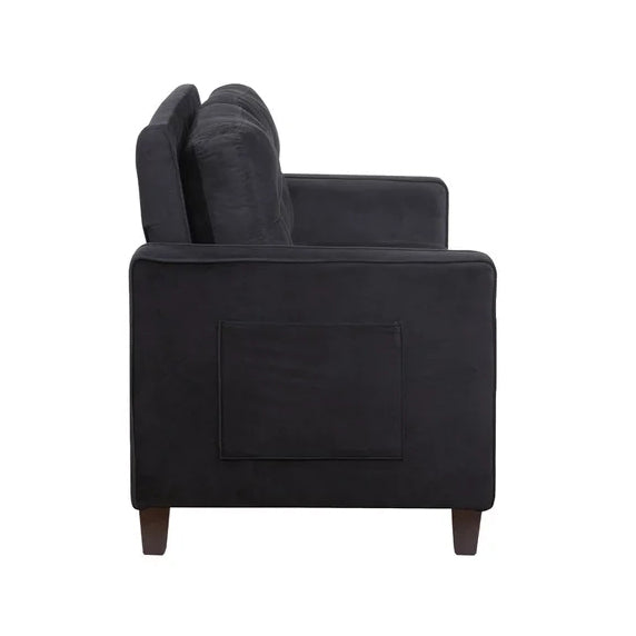 Velvet Square Arm Loveseat Modern Sofa Couch, Black