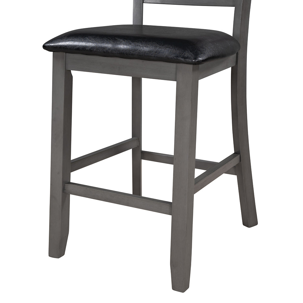 Wooden Counter Height Padded Dining Chairs (Set of 4), Gray