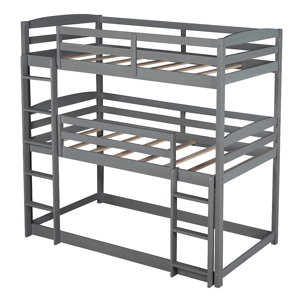 Twin over Twin over Twin Triple Bunk Bed, Gray