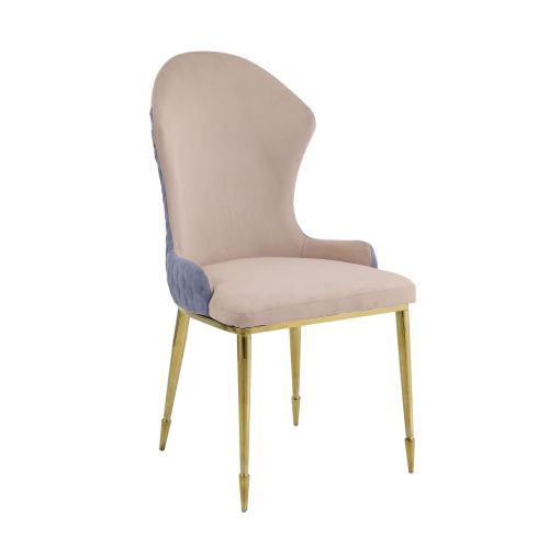 Dining Side Chairs (Set of 2), Lavender Fabric & Gold