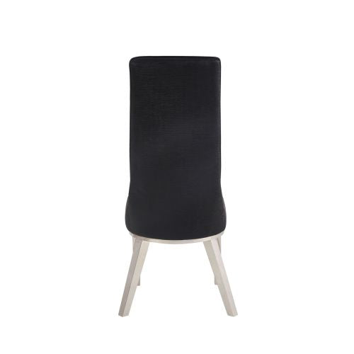 Dining Chairs (Set of 2), Black PU & Stainless Steel